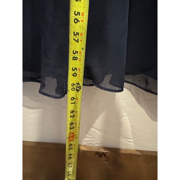 Adrianna Papell 40398 Bishop Sleeve Beaded Bodice Dress, Navy, 16, MOB, Preowned - Picture 7 of 14